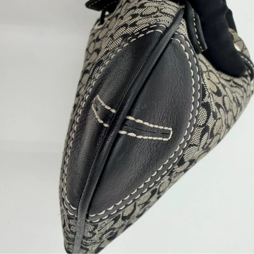Coach Signature Mini C Drawstring Wristlet Pouch Black Jacquard Y2K